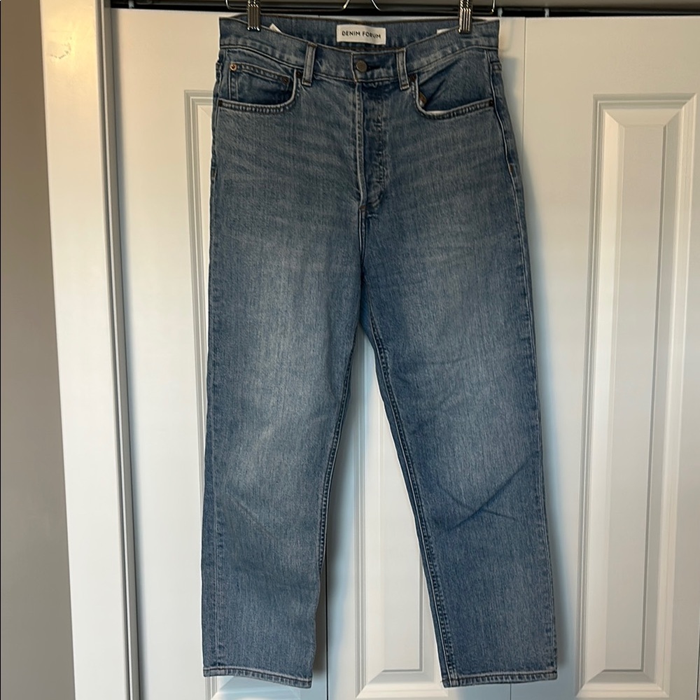 Denim Forum Blue Straight Jeans Classic Style